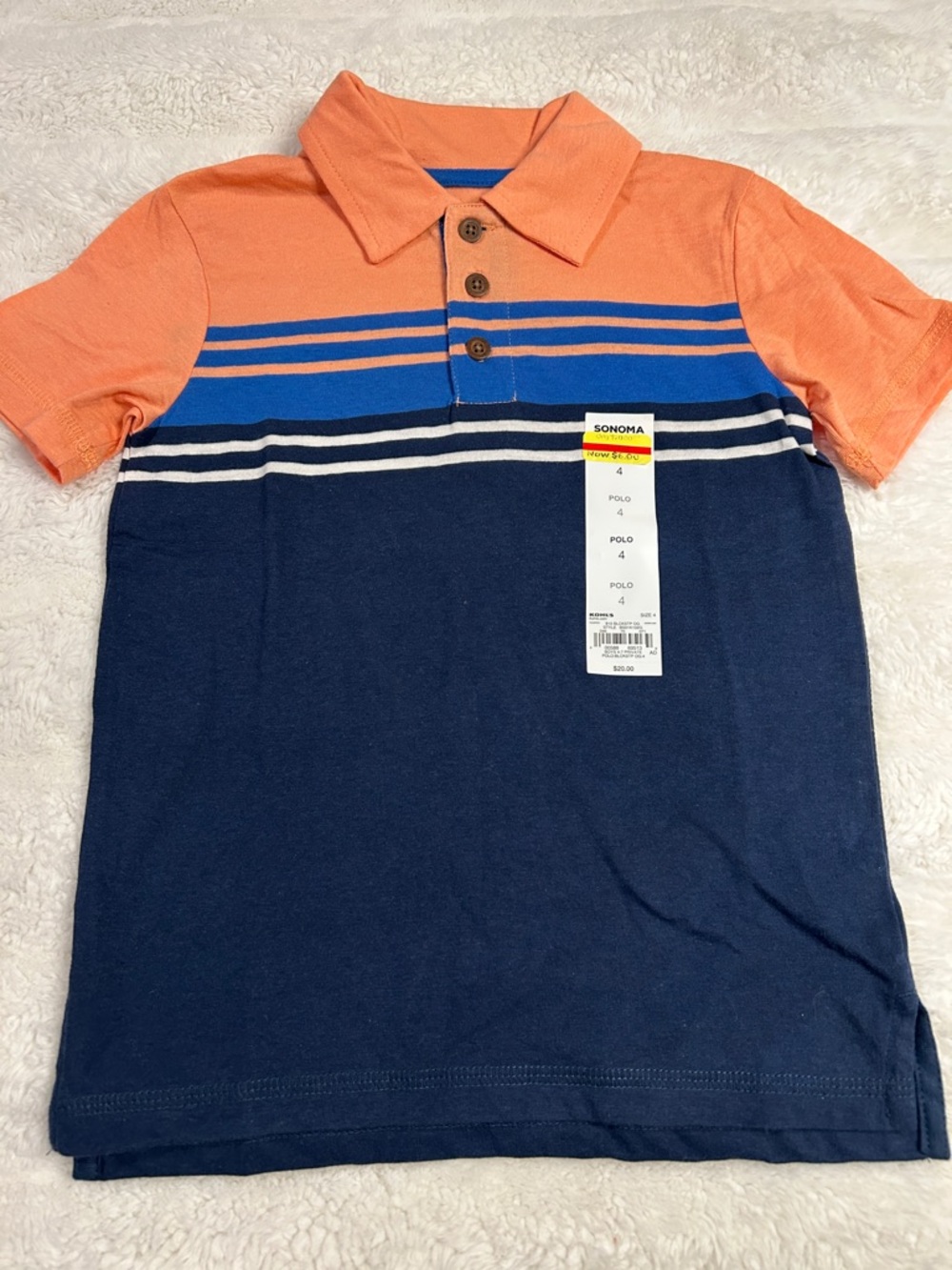 Sonoma Orange and Navy Striped Little Kids Polo